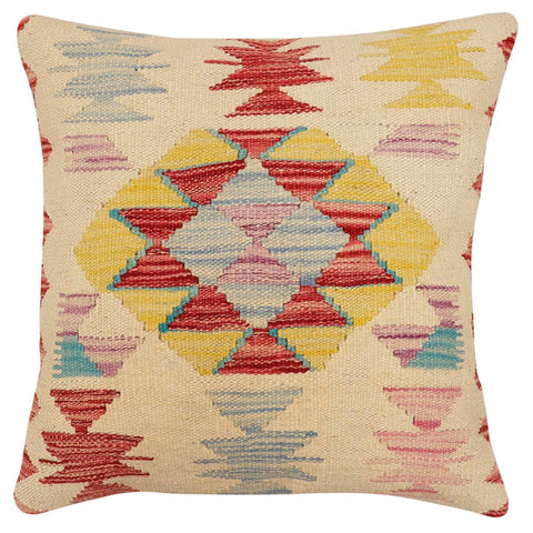 handmade Traditional Pillow Beige Red Hand-Woven SQUARE 100% WOOL Hand woven turkish pillow2 x 2