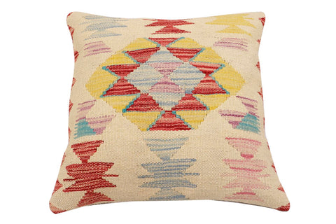 handmade Traditional Pillow Beige Red Hand-Woven SQUARE 100% WOOL Hand woven turkish pillow2 x 2