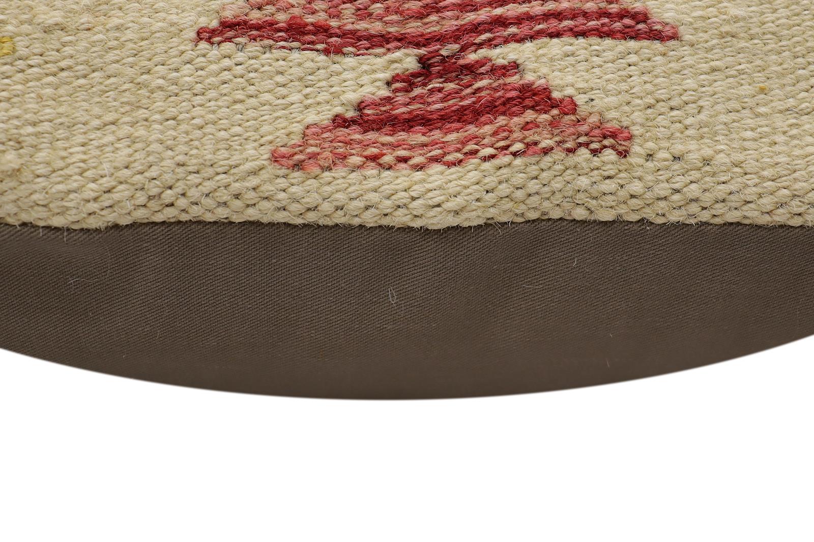 handmade Traditional Pillow Beige Red Hand-Woven SQUARE 100% WOOL Hand woven turkish pillow2 x 2