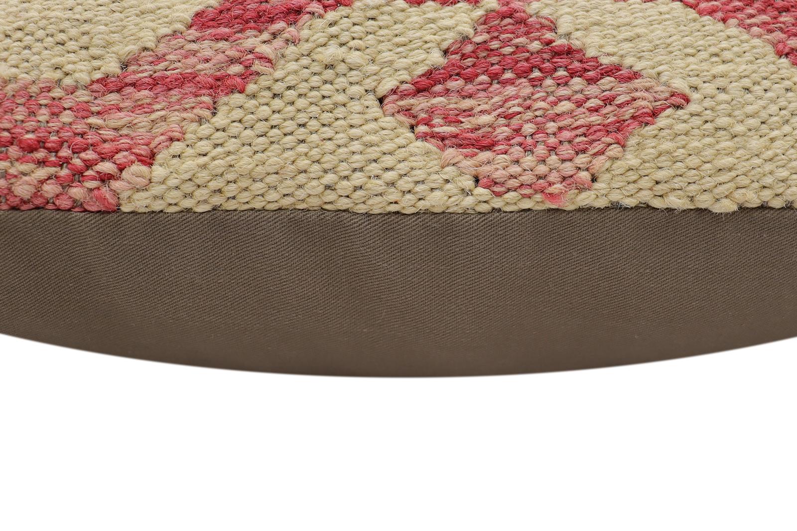 handmade Traditional Pillow Beige Red Hand-Woven SQUARE 100% WOOL Hand woven turkish pillow2 x 2