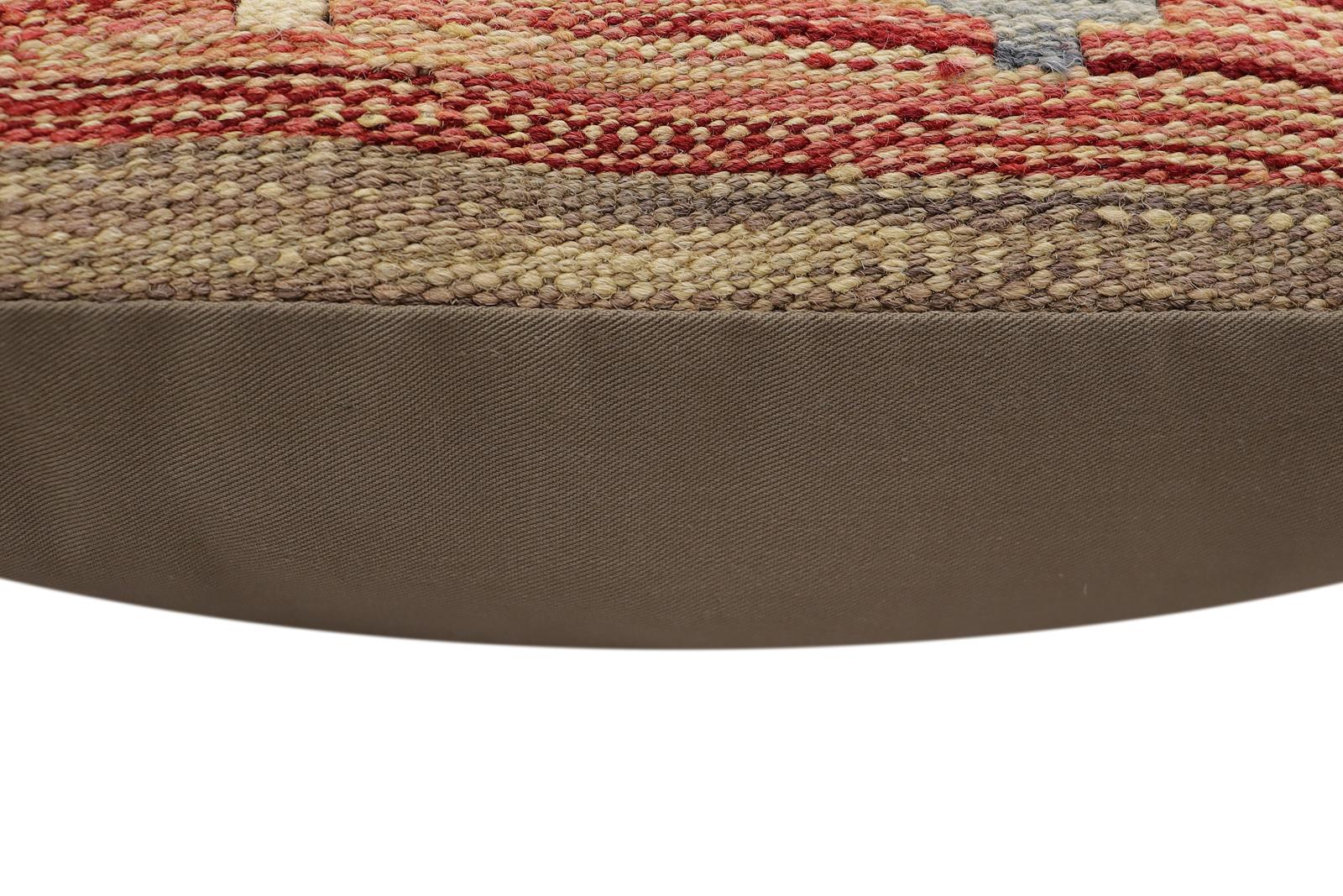 handmade Traditional Pillow Rust Blue Hand-Woven SQUARE 100% WOOL Hand woven turkish pillow2 x 2