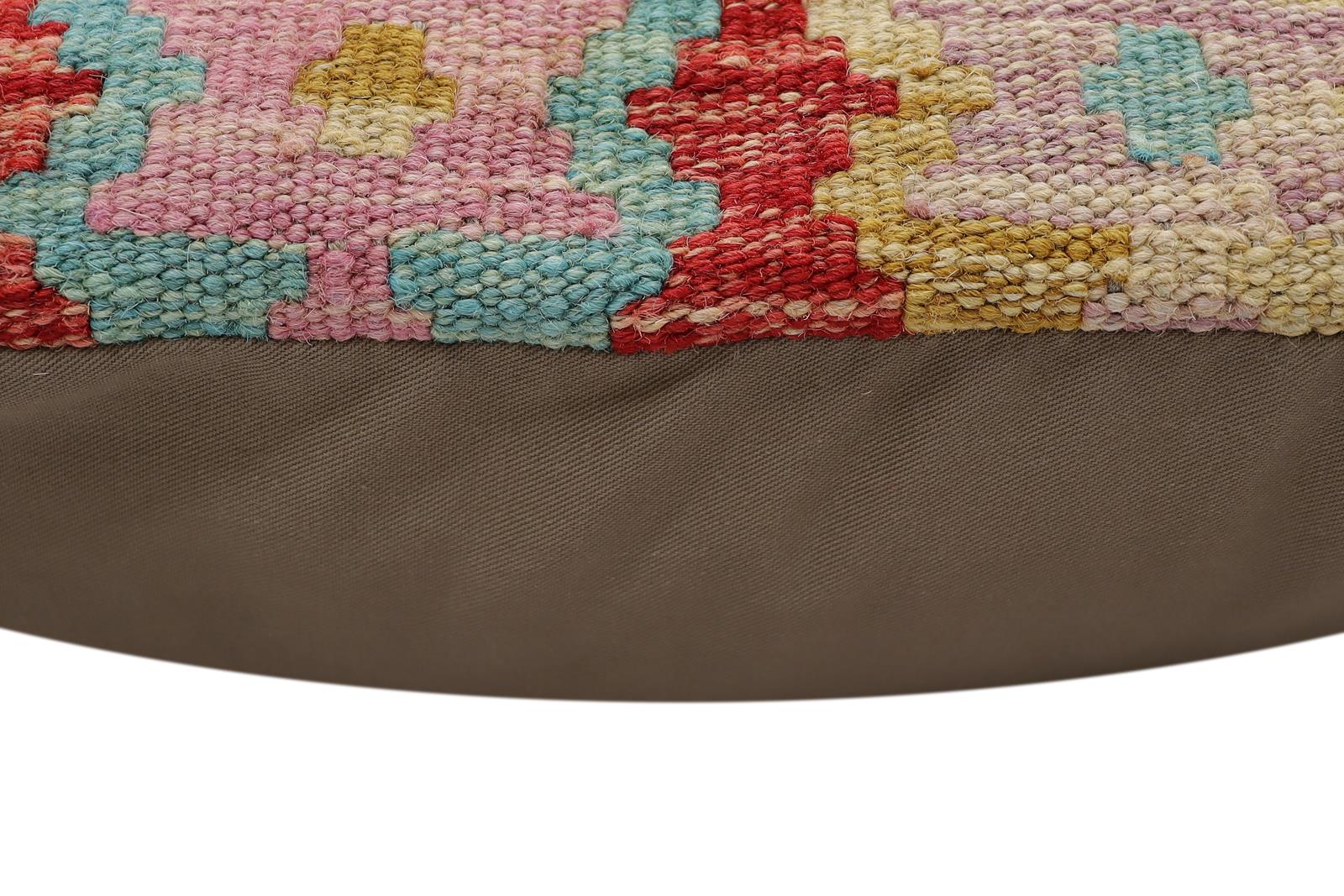 handmade Traditional Pillow Rust Blue Hand-Woven SQUARE 100% WOOL Hand woven turkish pillow2 x 2