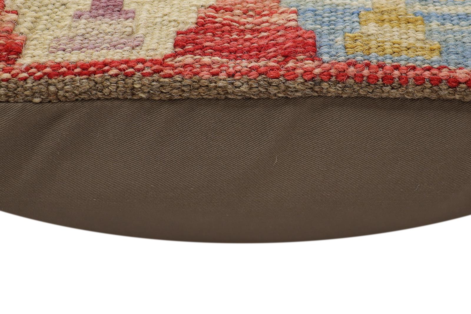 handmade Traditional Pillow Rust Blue Hand-Woven SQUARE 100% WOOL Hand woven turkish pillow2 x 2