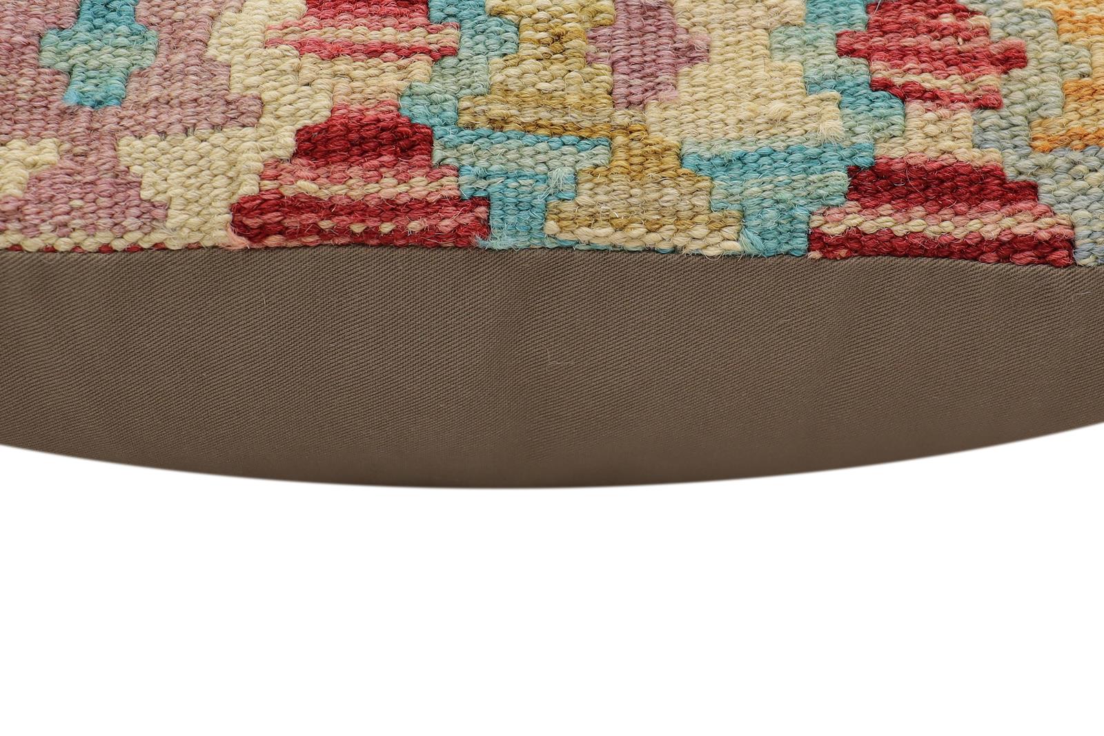 handmade Traditional Pillow Rust Blue Hand-Woven SQUARE 100% WOOL Hand woven turkish pillow2 x 2