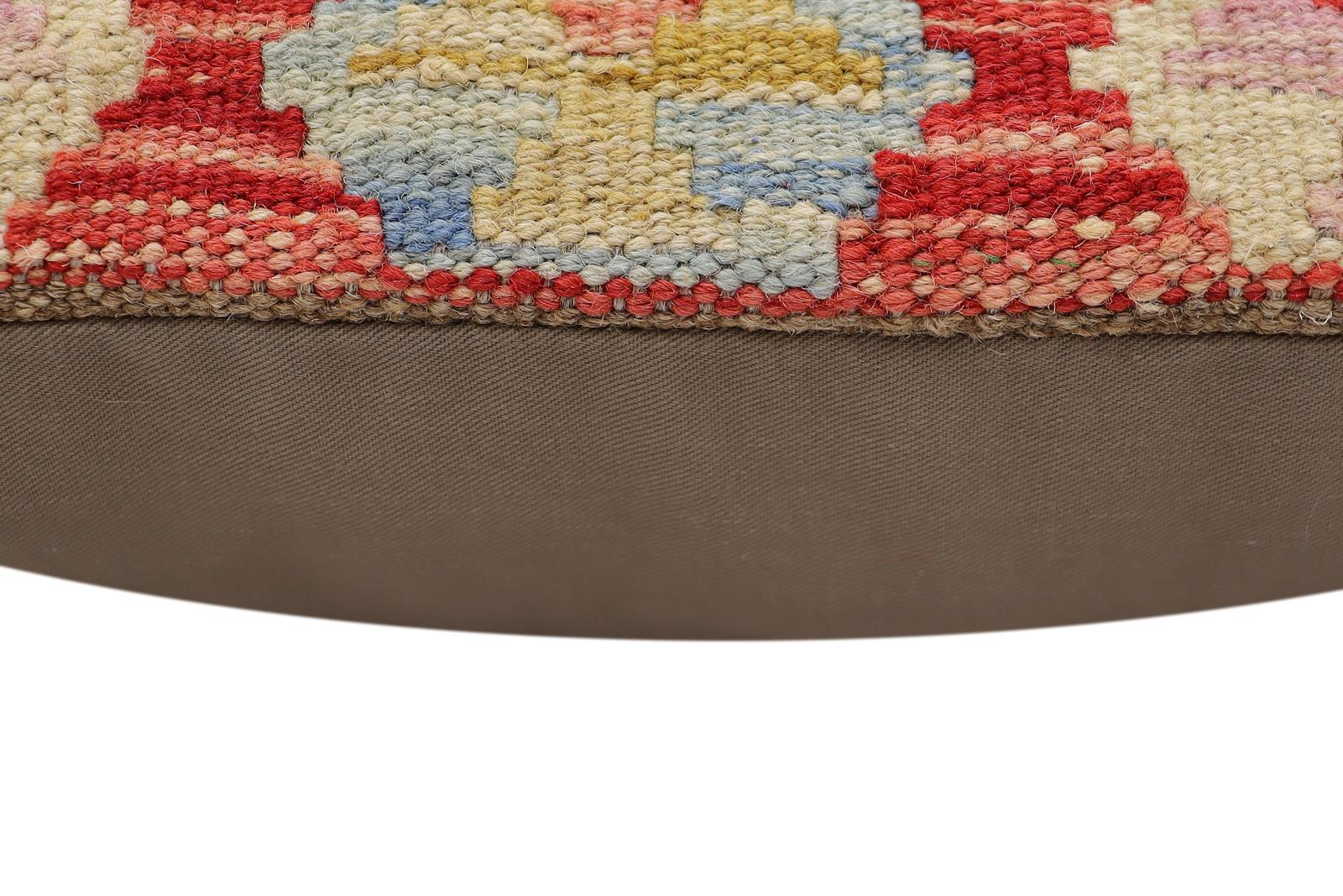 handmade Traditional Pillow Rust Blue Hand-Woven SQUARE 100% WOOL Hand woven turkish pillow2 x 2