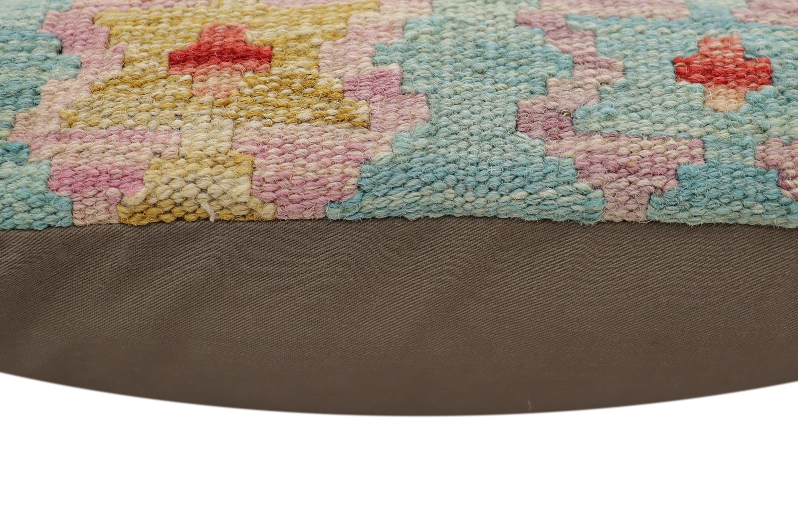 handmade Traditional Pillow Blue Red Hand-Woven SQUARE 100% WOOL Hand woven turkish pillow2 x 2