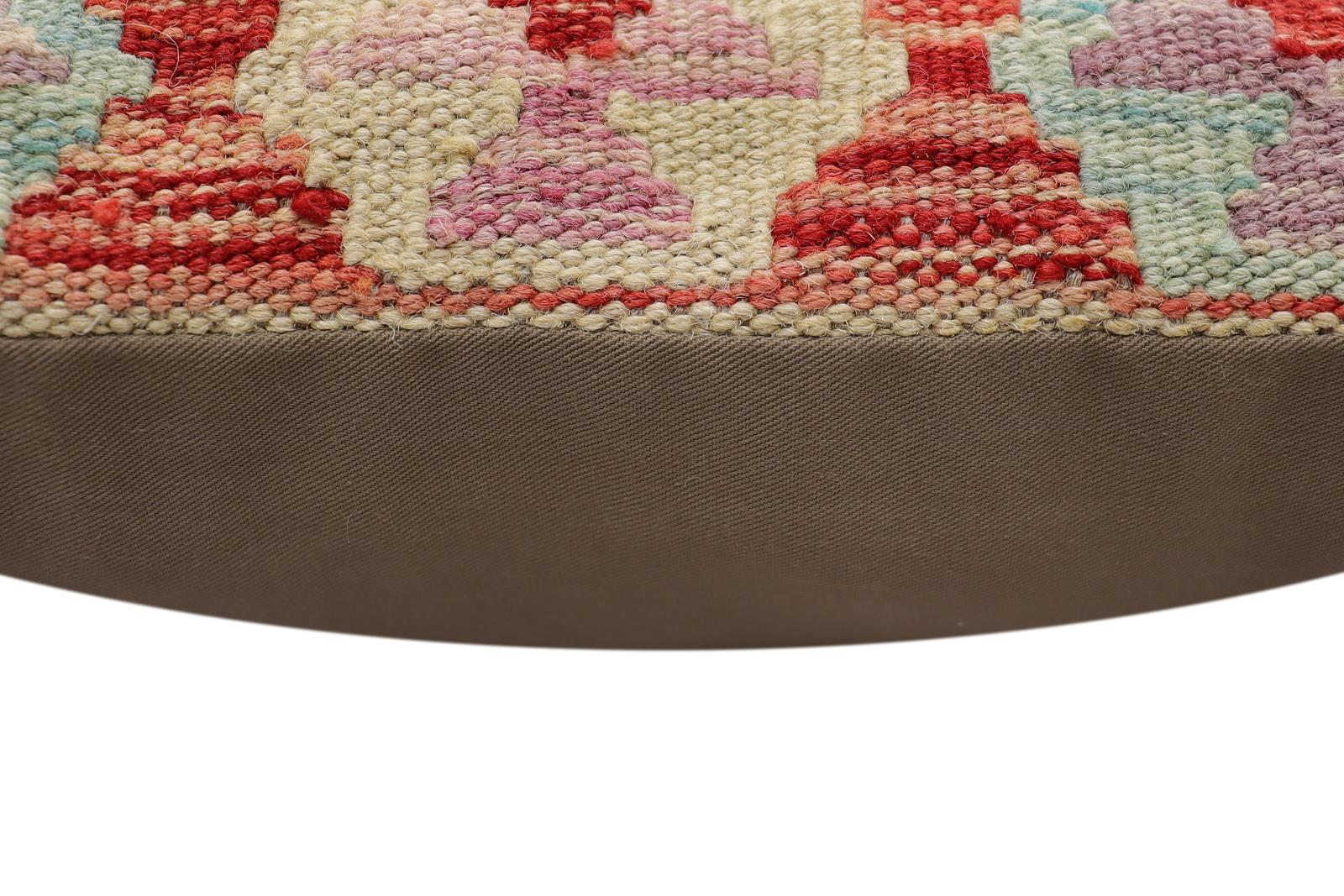 handmade Traditional Pillow Rust Blue Hand-Woven SQUARE 100% WOOL Hand woven turkish pillow2 x 2