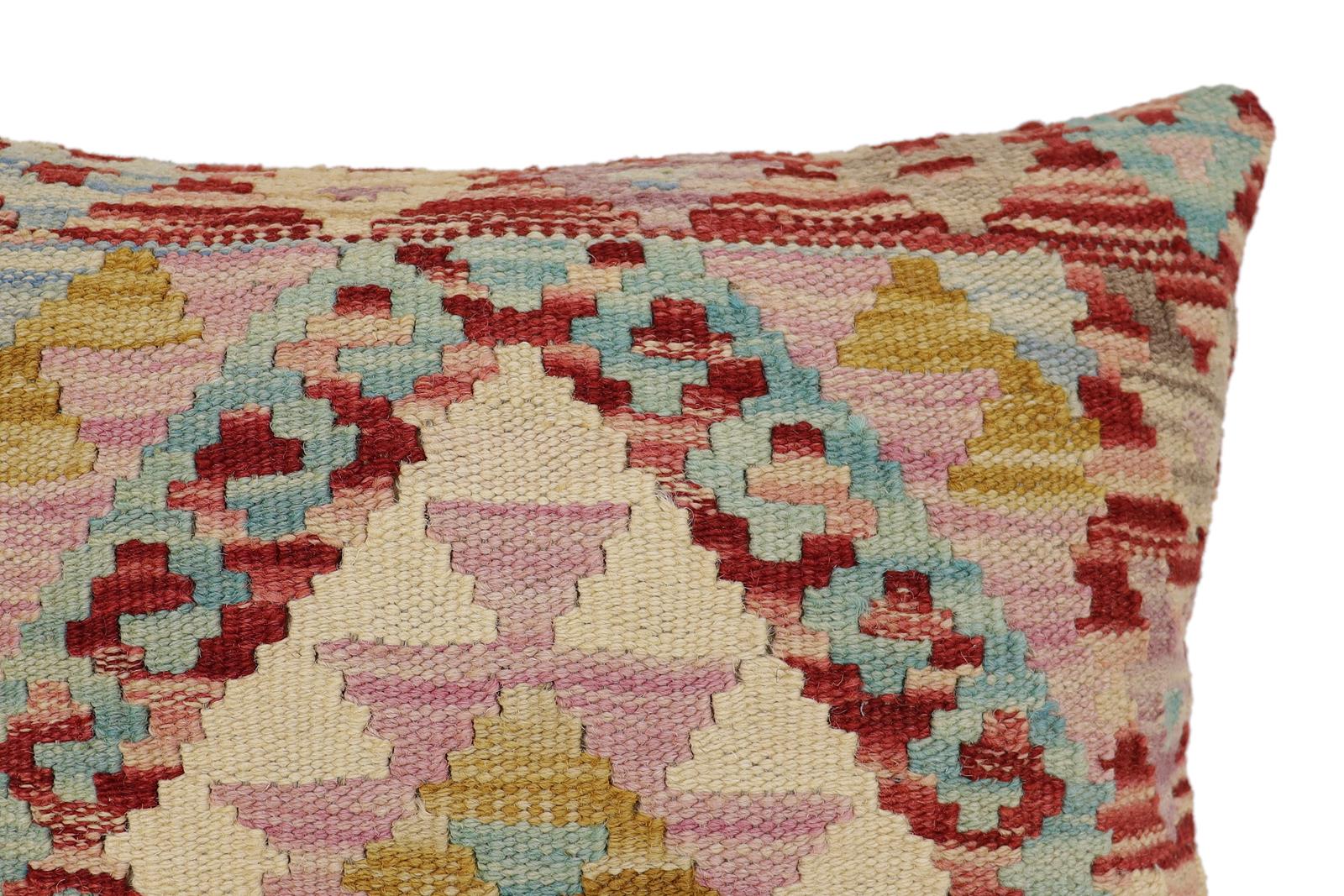 handmade Traditional Pillow Rust Blue Hand-Woven SQUARE 100% WOOL Hand woven turkish pillow2 x 2