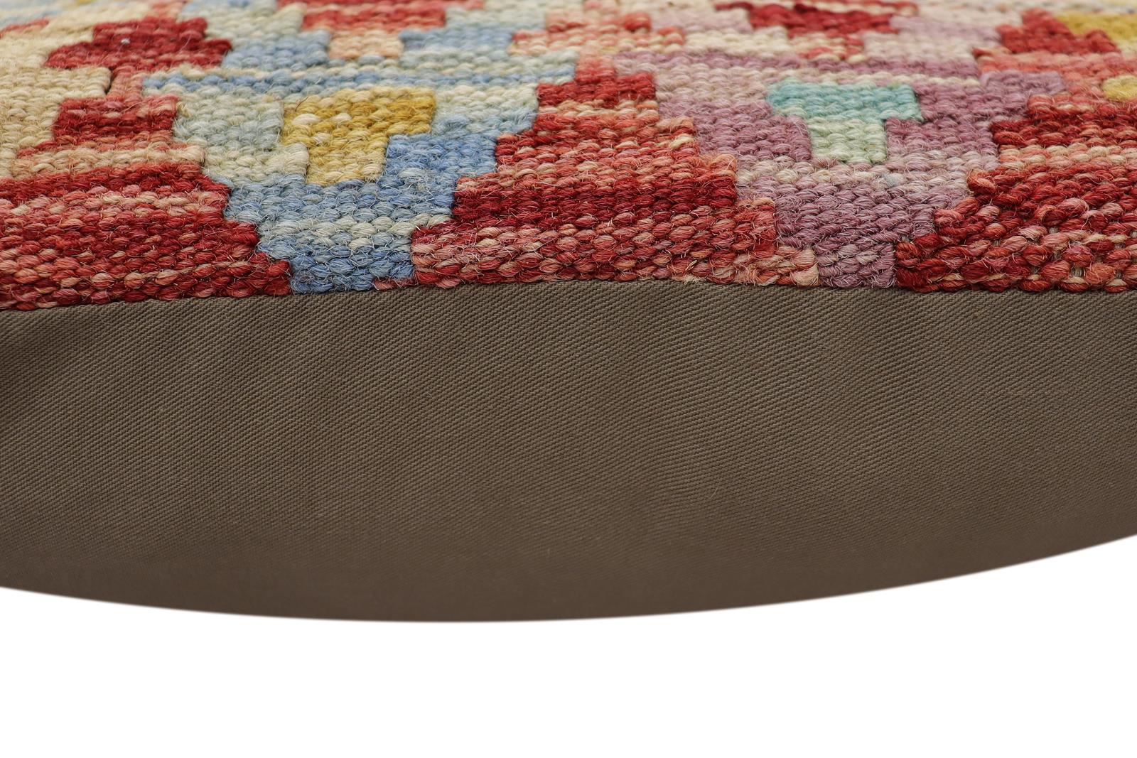 handmade Traditional Pillow Rust Blue Hand-Woven SQUARE 100% WOOL Hand woven turkish pillow2 x 2