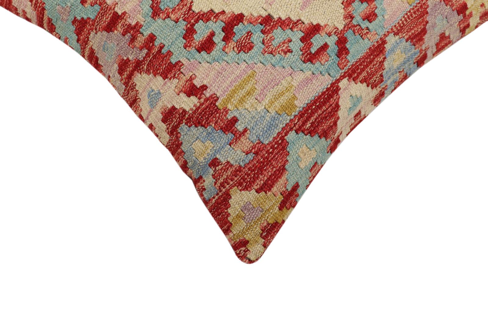 handmade Traditional Pillow Rust Blue Hand-Woven SQUARE 100% WOOL Hand woven turkish pillow2 x 2