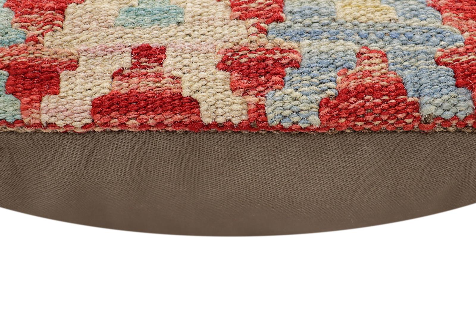 handmade Traditional Pillow Rust Blue Hand-Woven SQUARE 100% WOOL Hand woven turkish pillow2 x 2