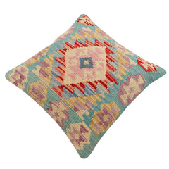 handmade Traditional Pillow Rust Blue Hand-Woven SQUARE 100% WOOL Hand woven turkish pillow2 x 2