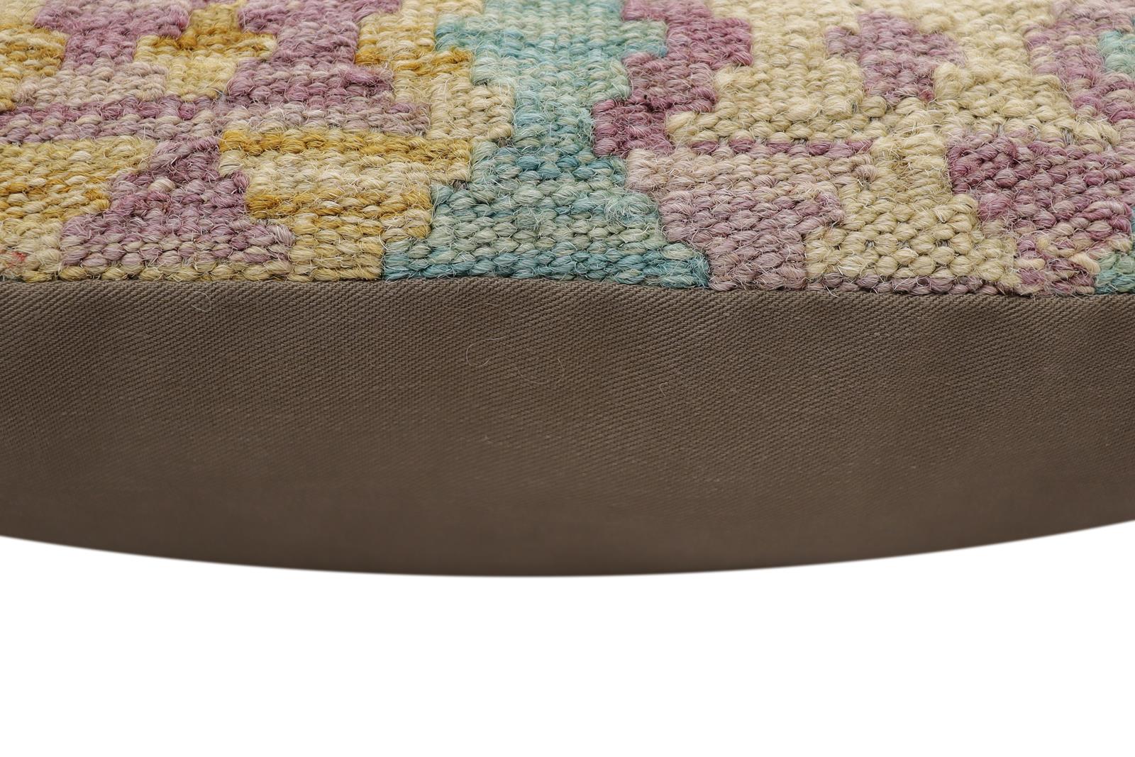 handmade Traditional Pillow Rust Blue Hand-Woven SQUARE 100% WOOL Hand woven turkish pillow2 x 2