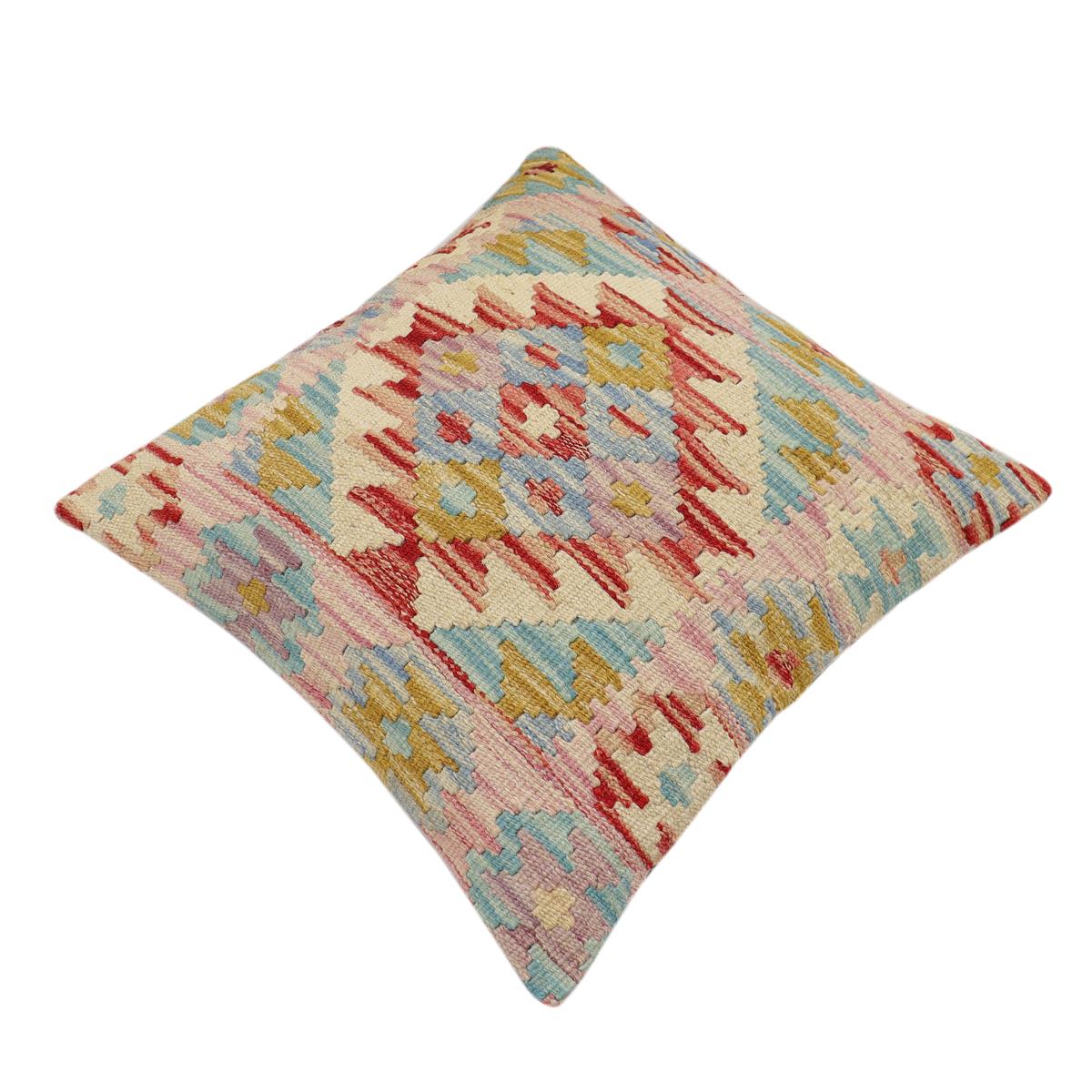 handmade Traditional Pillow Red Beige Hand-Woven SQUARE 100% WOOL Hand woven turkish pillow2 x 2