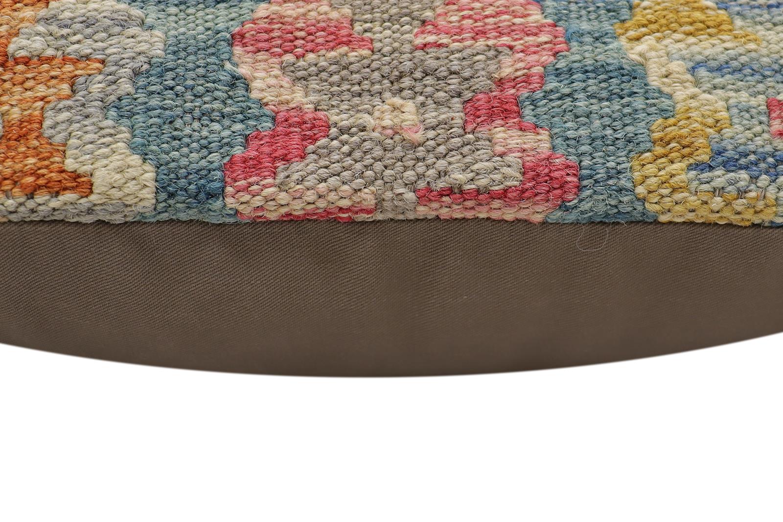 handmade Traditional Pillow Green Blue Hand-Woven SQUARE 100% WOOL Hand woven turkish pillow2 x 2