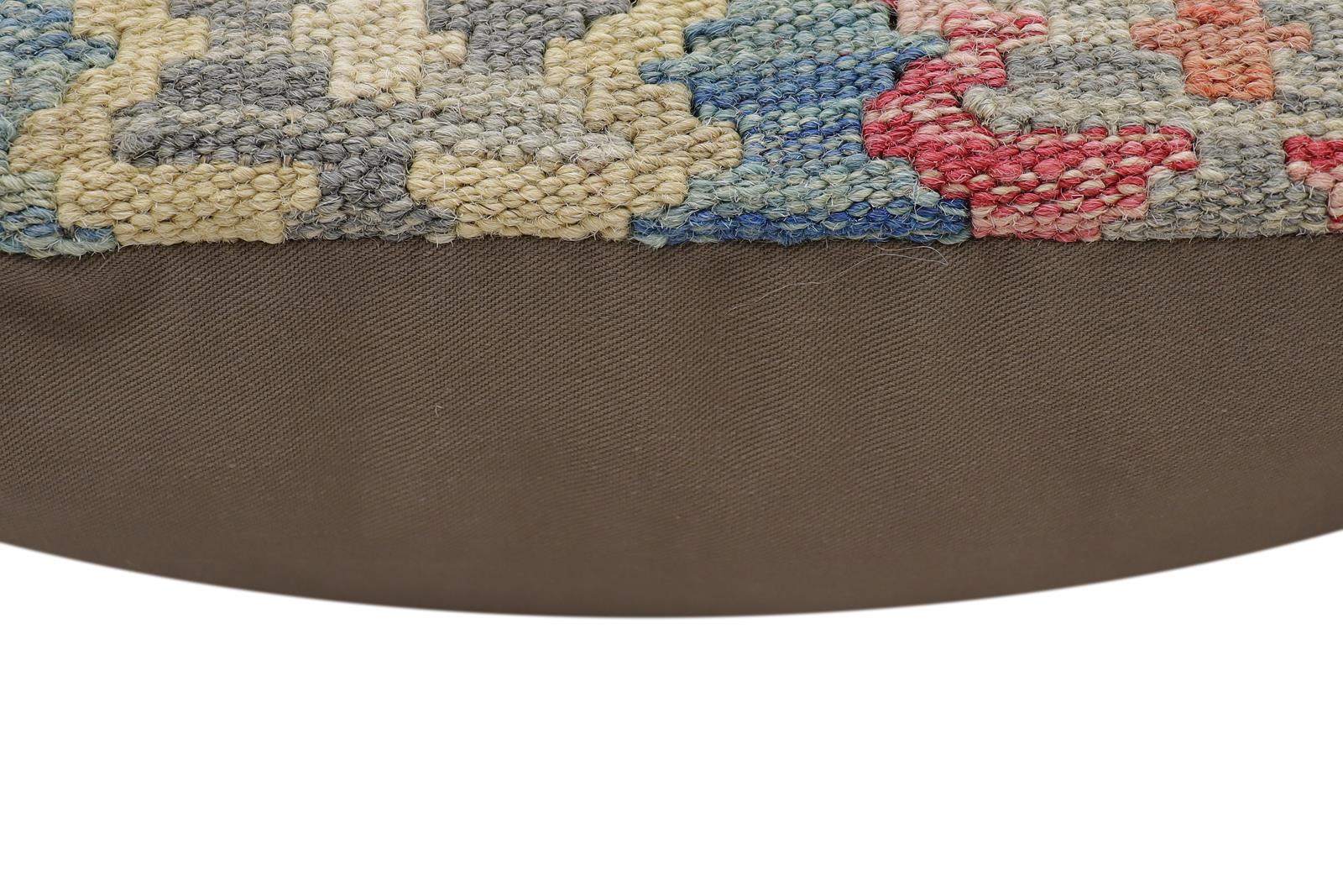 handmade Traditional Pillow Blue Beige Hand-Woven SQUARE 100% WOOL Hand woven turkish pillow2 x 2