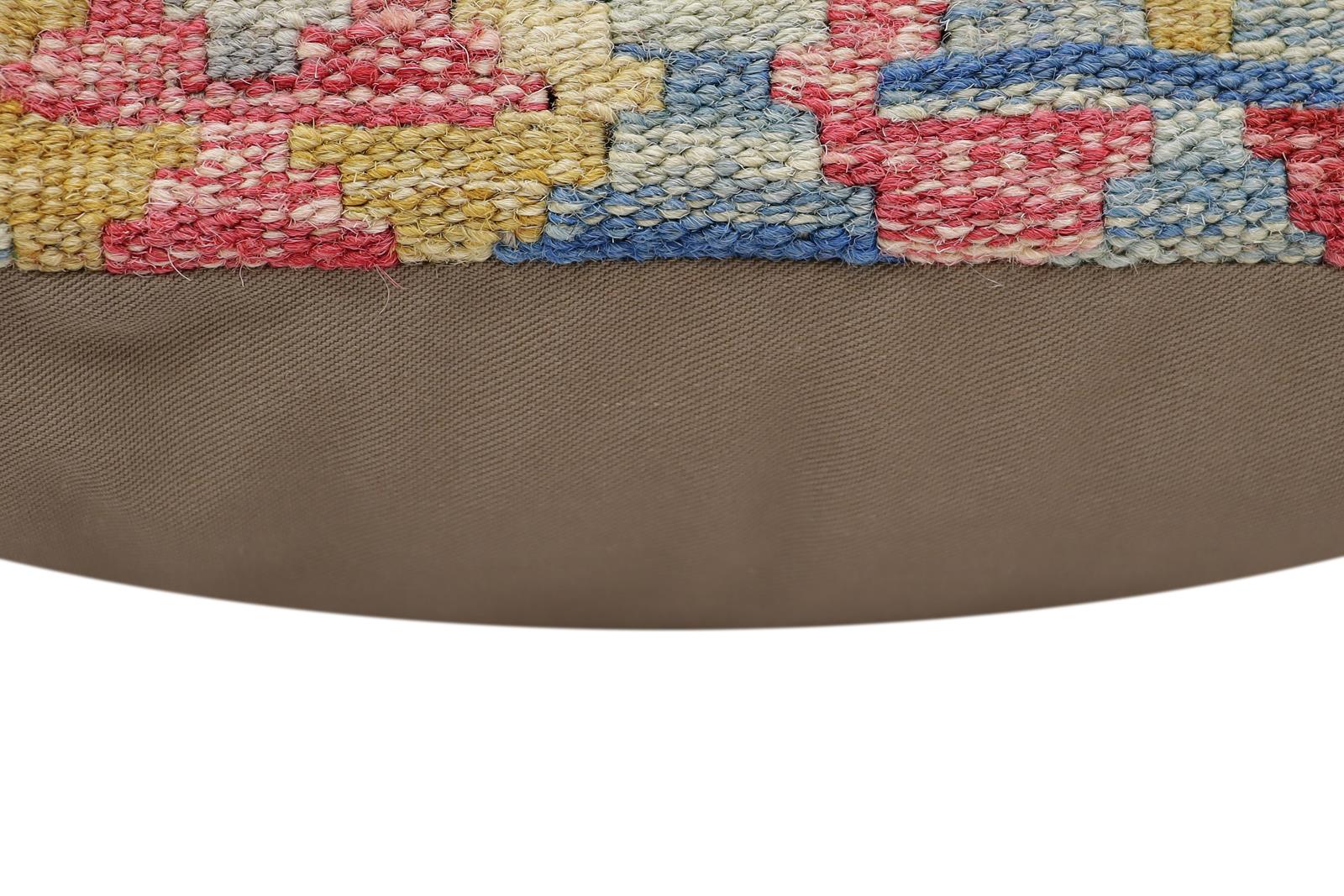 handmade Traditional Pillow Blue Beige Hand-Woven SQUARE 100% WOOL Hand woven turkish pillow2 x 2