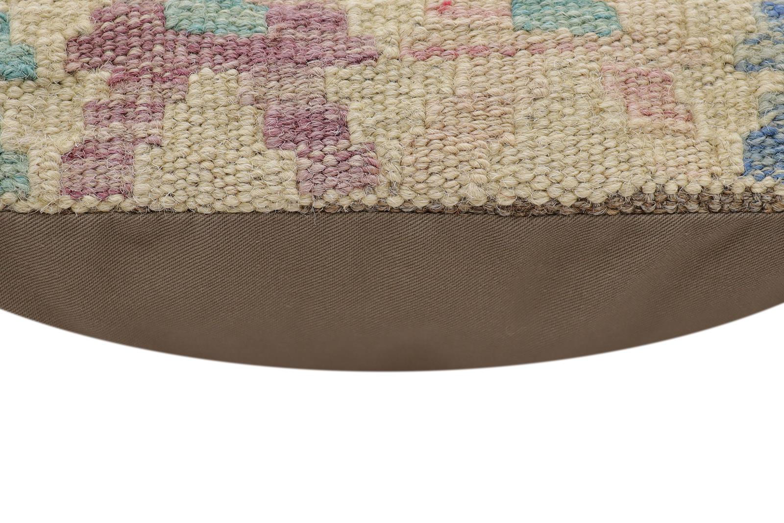 handmade Traditional Pillow Beige Red Hand-Woven SQUARE 100% WOOL Hand woven turkish pillow2 x 2