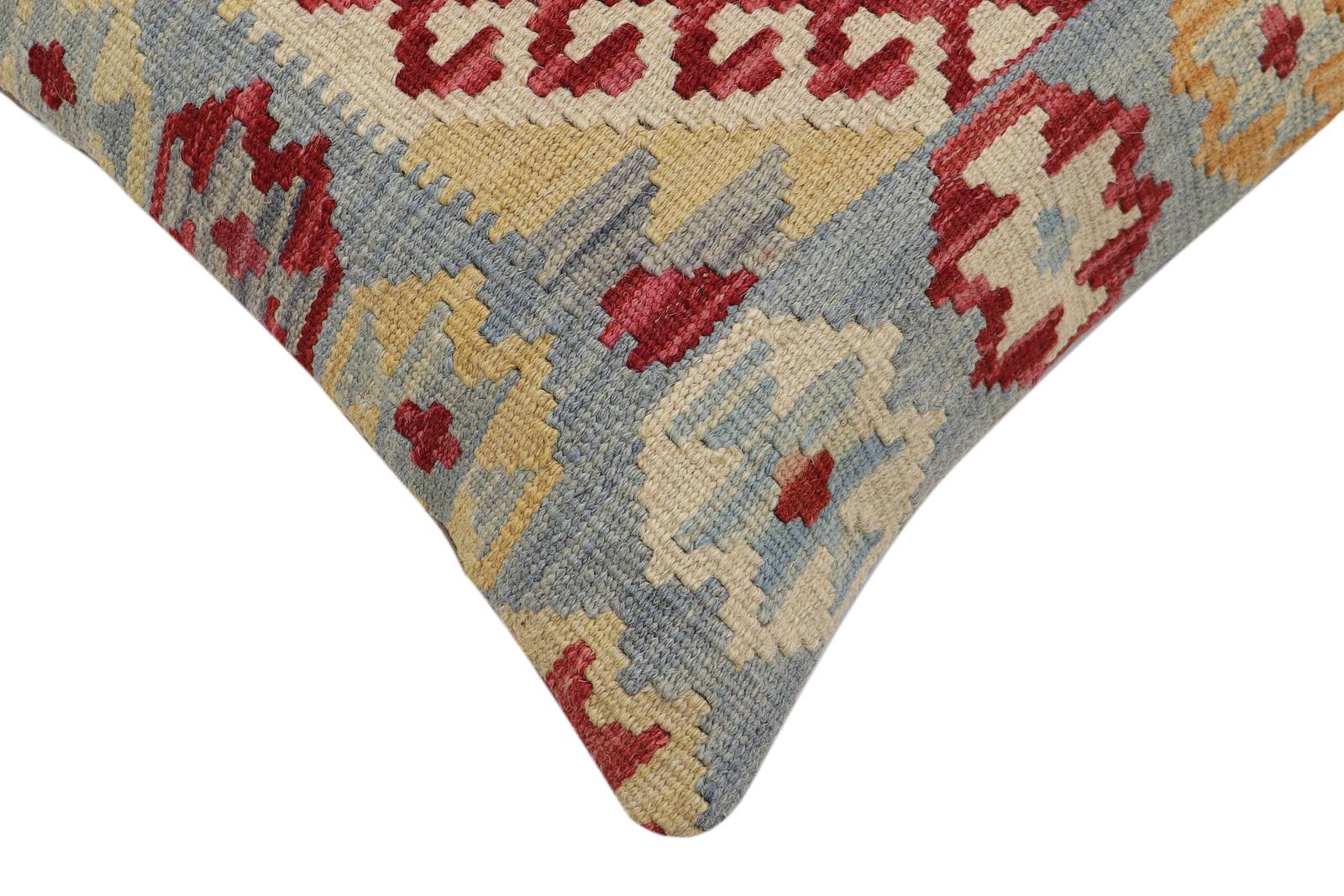 handmade Traditional Pillow Red Beige Hand-Woven SQUARE 100% WOOL Hand woven turkish pillow2 x 2