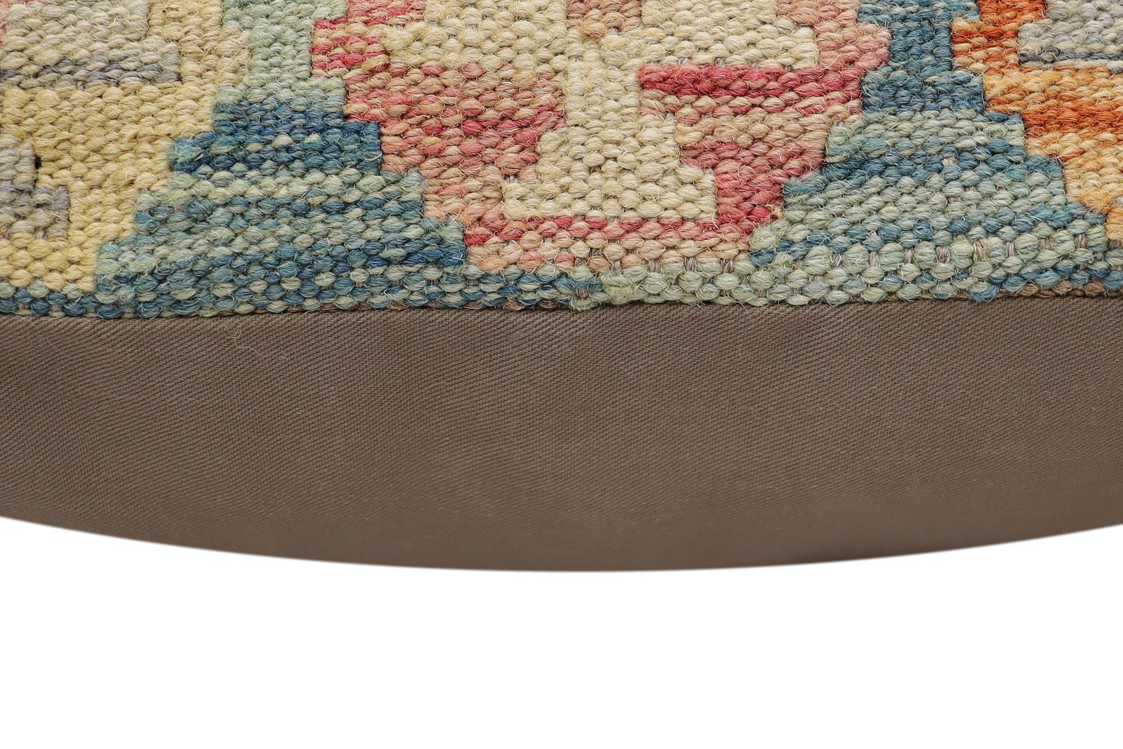 handmade Traditional Pillow Green Blue Hand-Woven SQUARE 100% WOOL Hand woven turkish pillow2 x 2