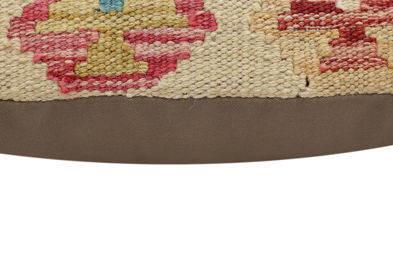 handmade Traditional Pillow Beige Red Hand-Woven SQUARE 100% WOOL Hand woven turkish pillow2 x 2