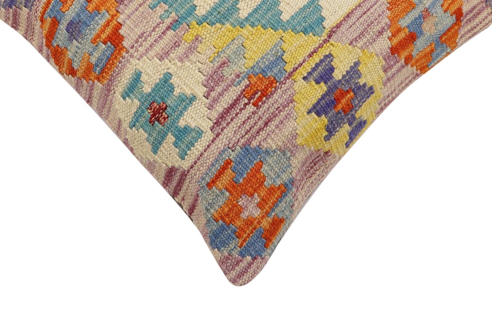 handmade Traditional Pillow Purple Beige Hand-Woven SQUARE 100% WOOL Hand woven turkish pillow2 x 2