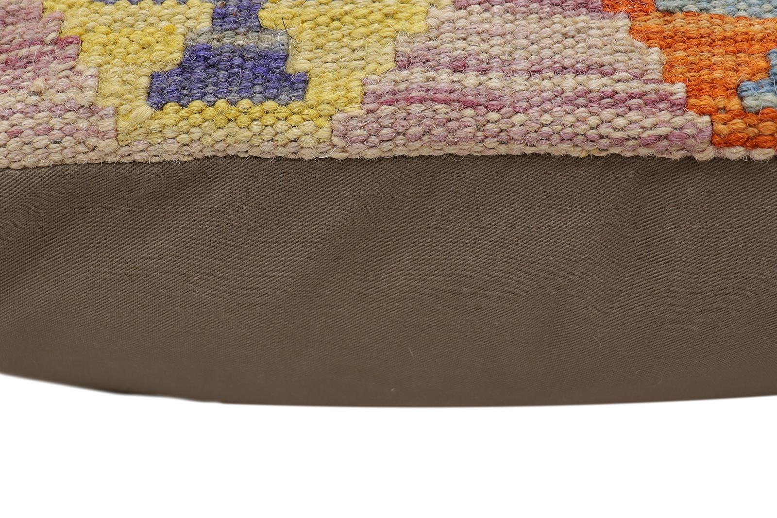 handmade Traditional Pillow Purple Beige Hand-Woven SQUARE 100% WOOL Hand woven turkish pillow2 x 2