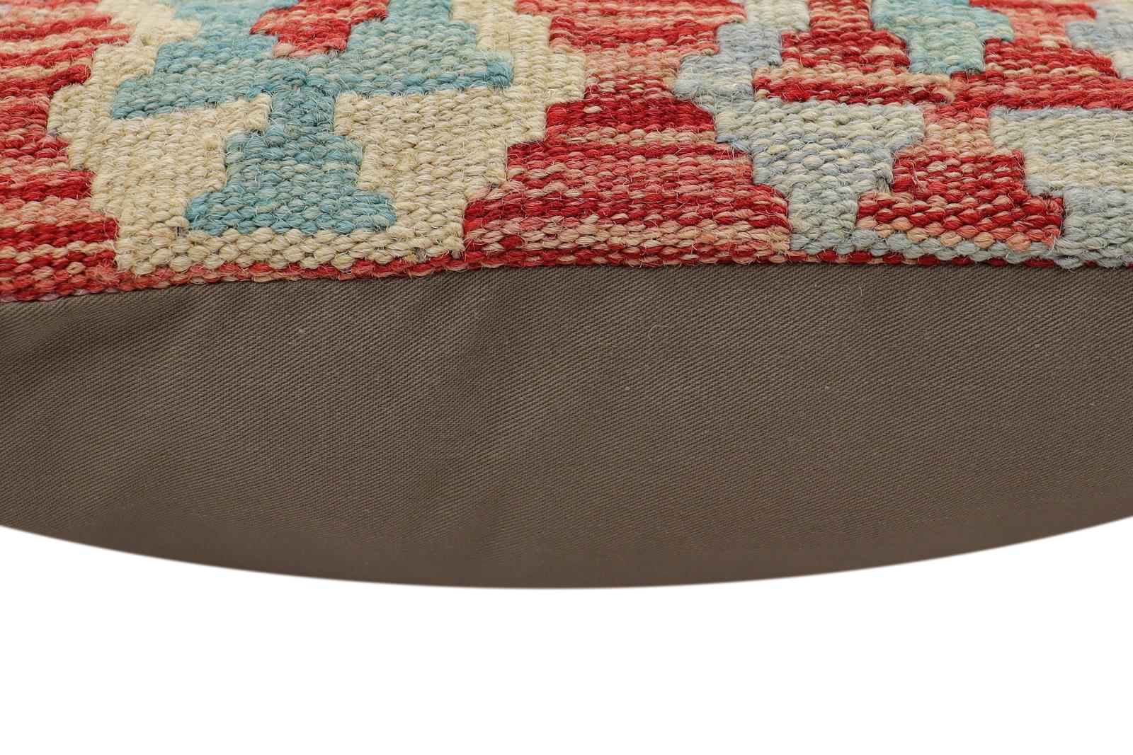 handmade Traditional Pillow Red Blue Hand-Woven SQUARE 100% WOOL Hand woven turkish pillow2 x 2