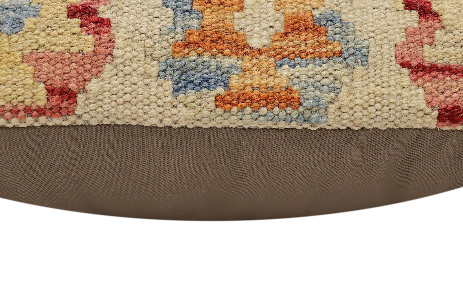 handmade Traditional Pillow Beige Rust Hand-Woven SQUARE 100% WOOL Hand woven turkish pillow2 x 2