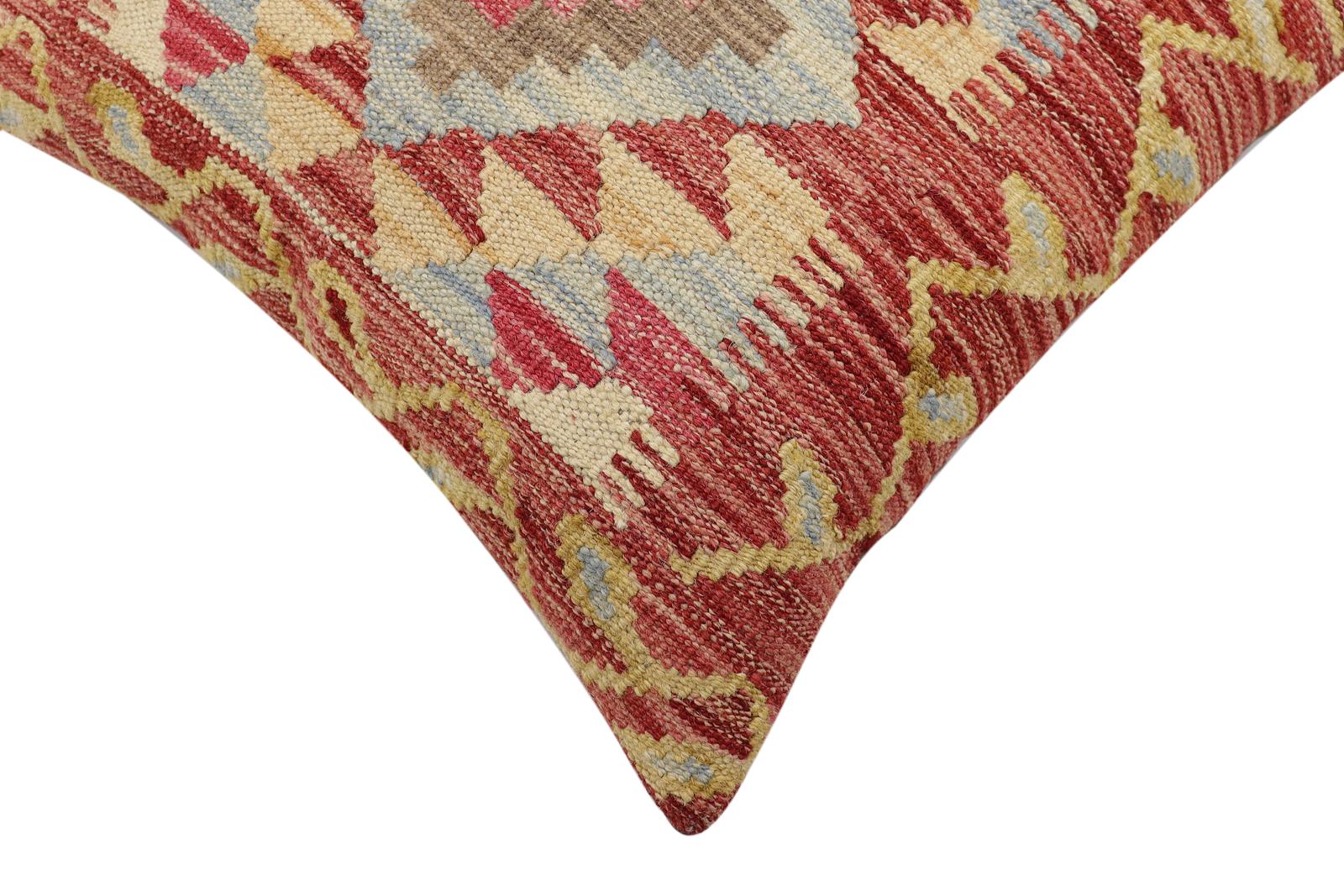 handmade Traditional Pillow Rust Beige Hand-Woven SQUARE 100% WOOL Hand woven turkish pillow2 x 2
