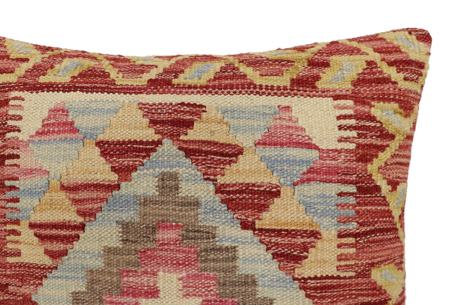 handmade Traditional Pillow Rust Beige Hand-Woven SQUARE 100% WOOL Hand woven turkish pillow2 x 2