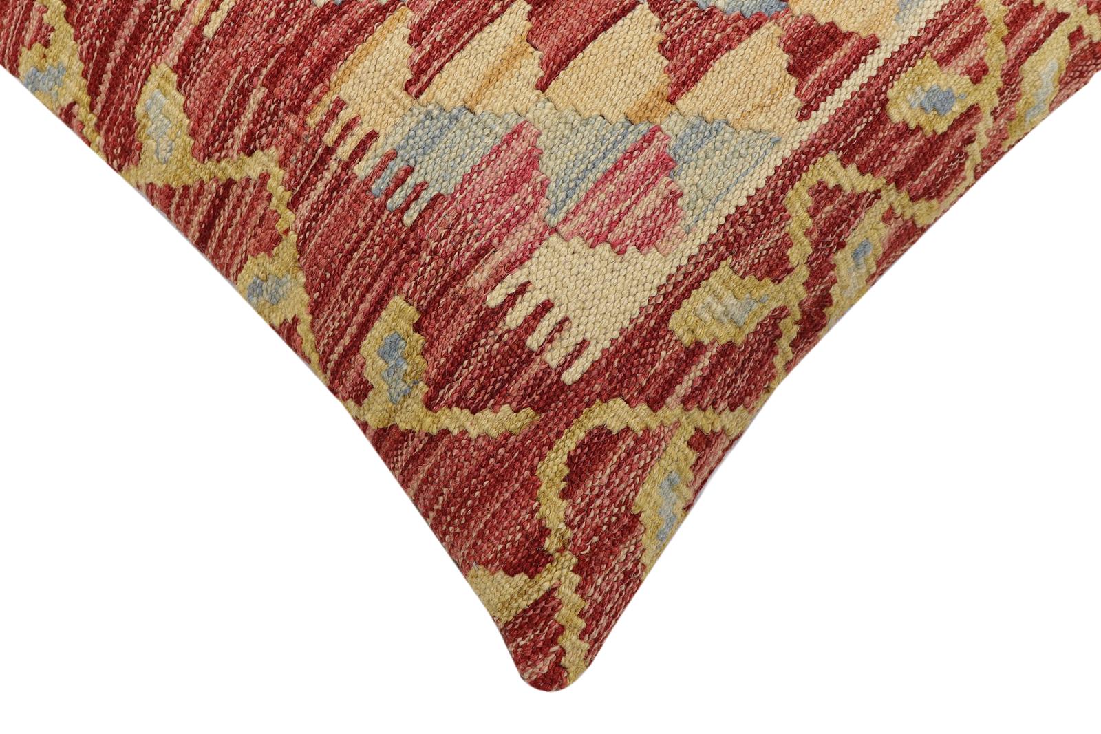 handmade Traditional Pillow Rust Beige Hand-Woven SQUARE 100% WOOL Hand woven turkish pillow2 x 2