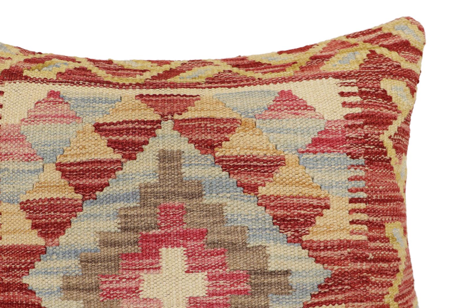 handmade Traditional Pillow Rust Beige Hand-Woven SQUARE 100% WOOL Hand woven turkish pillow2 x 2