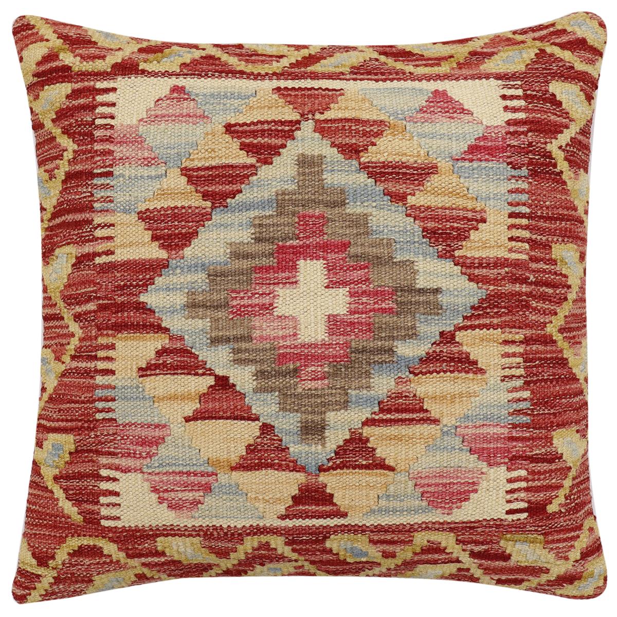 handmade Traditional Pillow Rust Beige Hand-Woven SQUARE 100% WOOL Hand woven turkish pillow2 x 2