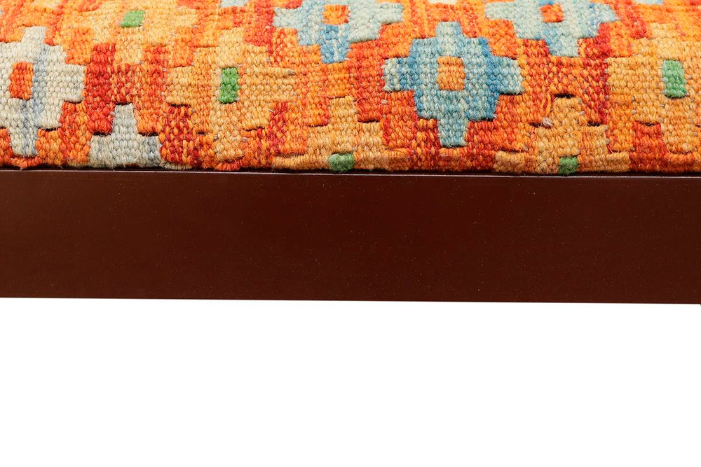 handmade Traditional Shoe Rack Rust Blue Hand-made RECTANGLE Vegetable dyed wool and wood  