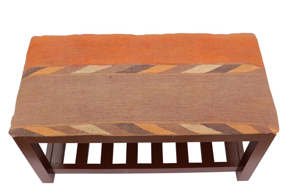 handmade Vintage Shoe Rack Rust Purple Hand-made RECTANGLE Vegetable dyed wool and wood  