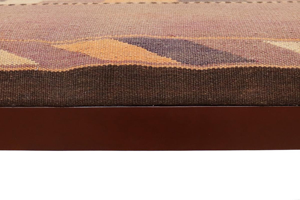 handmade Vintage Shoe Rack Orange Purple Hand-made RECTANGLE Vegetable dyed wool and wood  