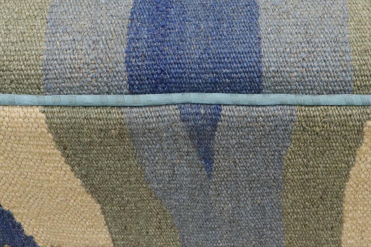 handmade Traditional Settees Blue Beige Hand-made RECTANGLE Vegetable dyed wool and wood  