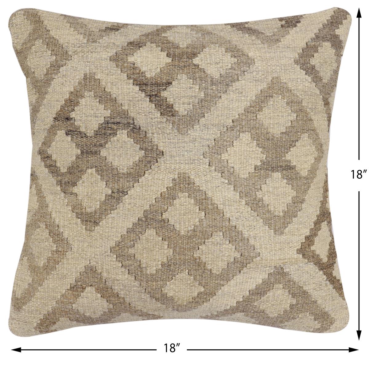 handmade Traditional Pillow Beige Tan Hand-Woven SQUARE 100% WOOL Hand woven turkish pillow2 x 2