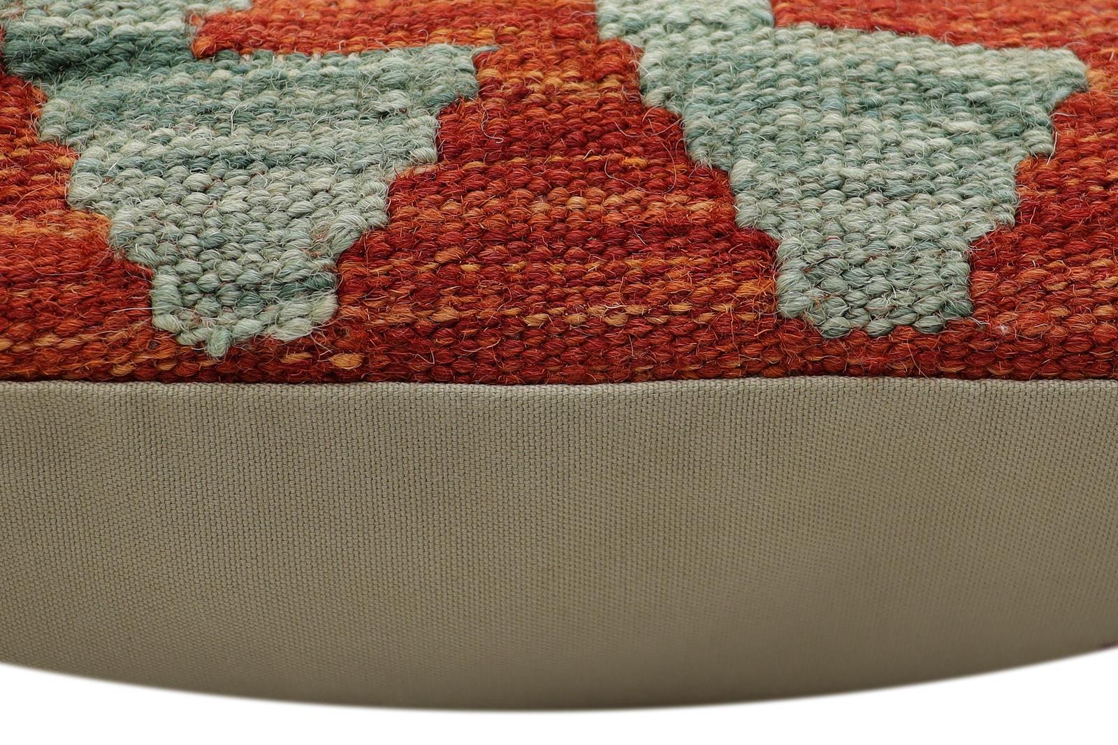 handmade Traditional Pillow Rust Blue Hand-Woven SQUARE 100% WOOL Hand woven turkish pillow2 x 2
