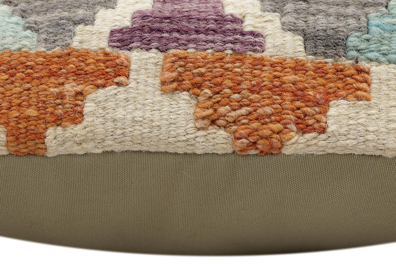 handmade Traditional Pillow Rust Blue Hand-Woven SQUARE 100% WOOL Hand woven turkish pillow2 x 2