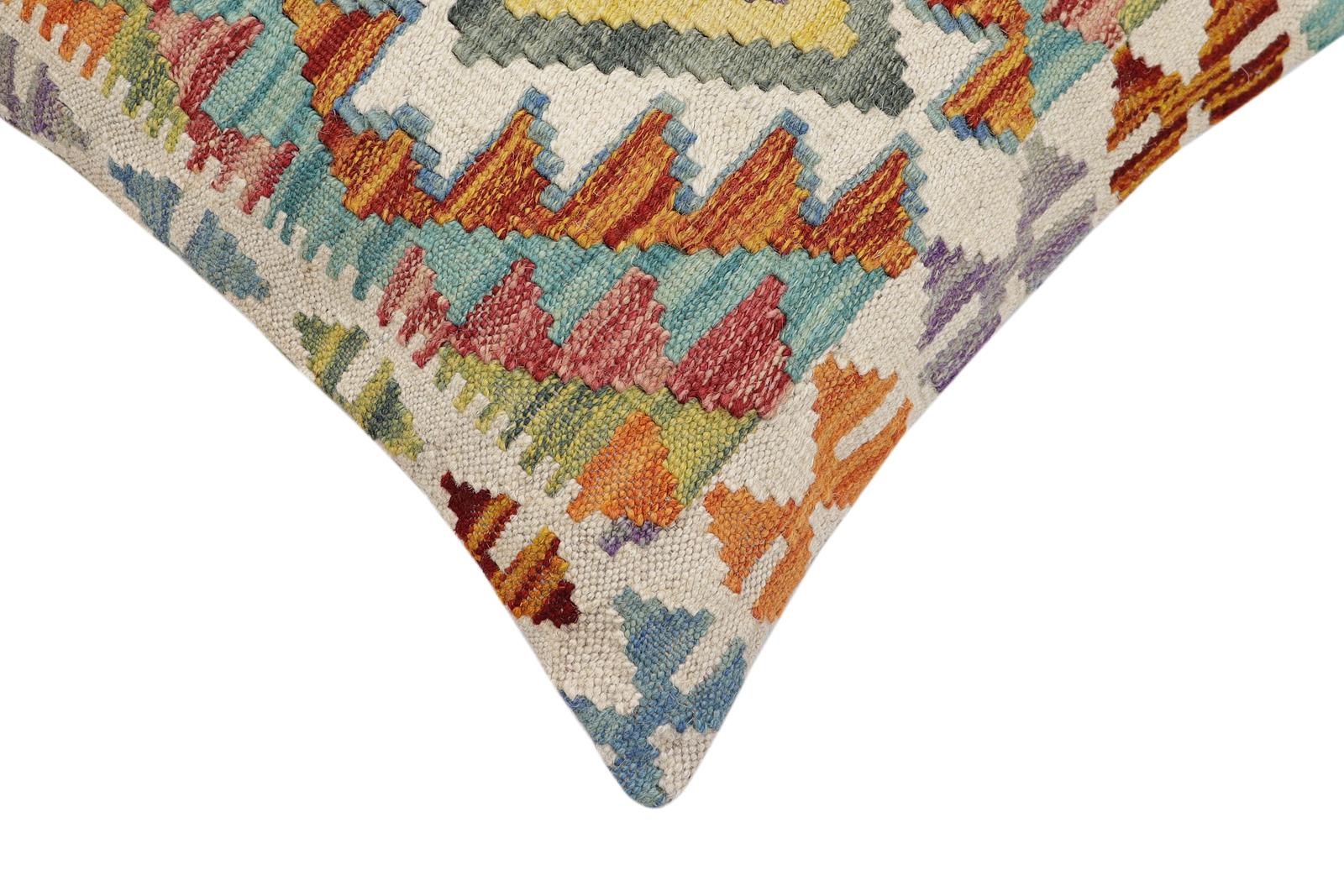 handmade Traditional Pillow Rust Blue Hand-Woven SQUARE 100% WOOL Hand woven turkish pillow2 x 2