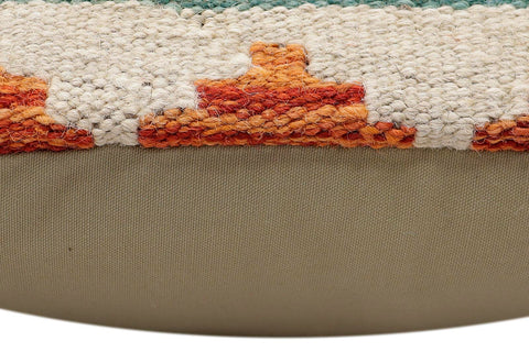 handmade Traditional Pillow Rust Blue Hand-Woven SQUARE 100% WOOL  Hand woven turkish pillow  3 x 5