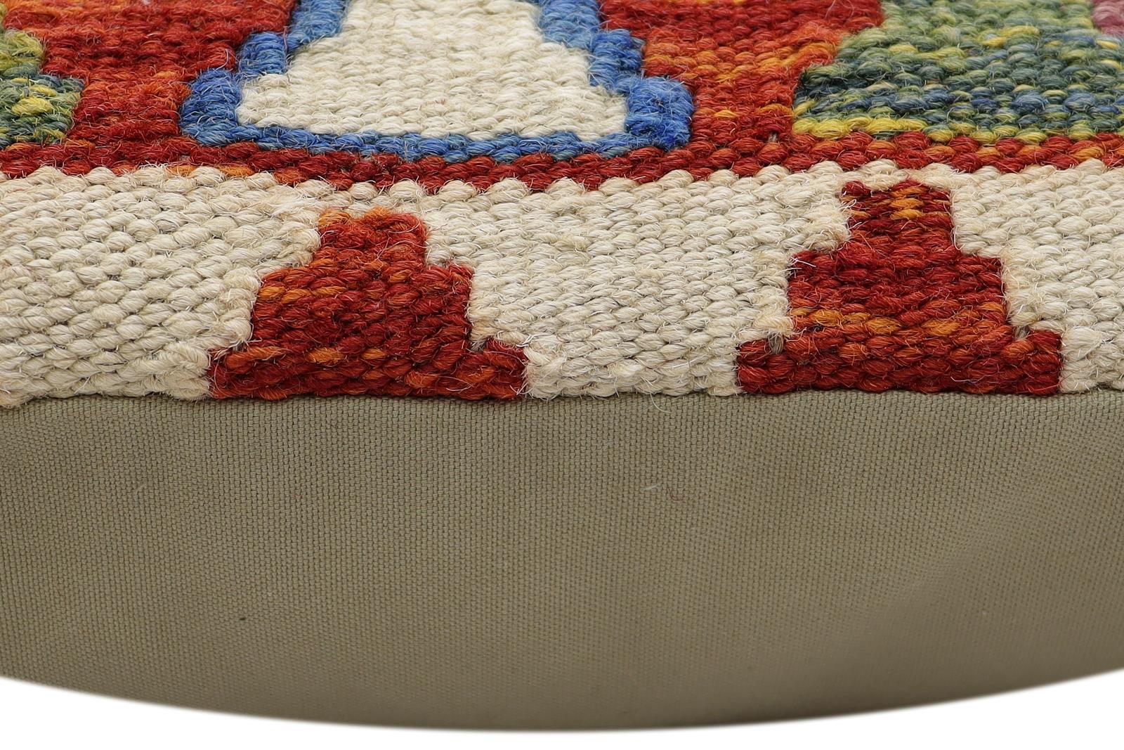 handmade Traditional Pillow Rust Blue Hand-Woven SQUARE 100% WOOL Hand woven turkish pillow2 x 2