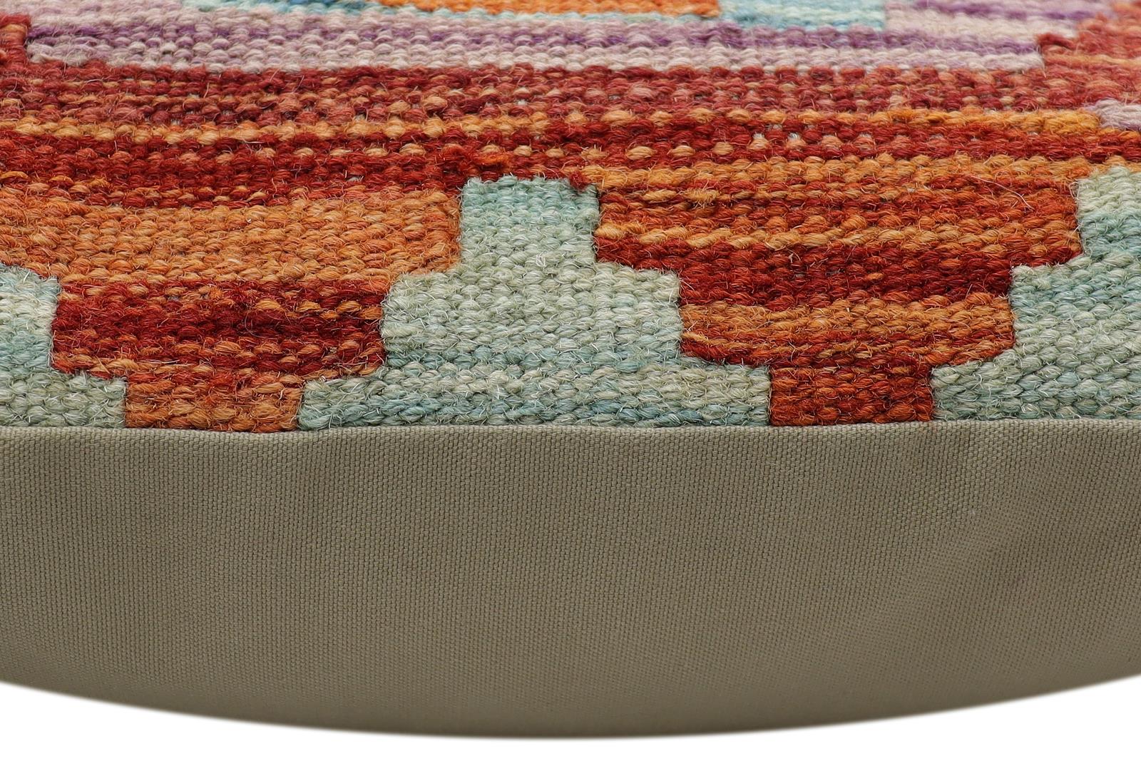 handmade Traditional Pillow Rust Blue Hand-Woven SQUARE 100% WOOL Hand woven turkish pillow2 x 2