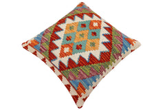 handmade Traditional Pillow Rust Blue Hand-Woven SQUARE 100% WOOL Hand woven turkish pillow2 x 2