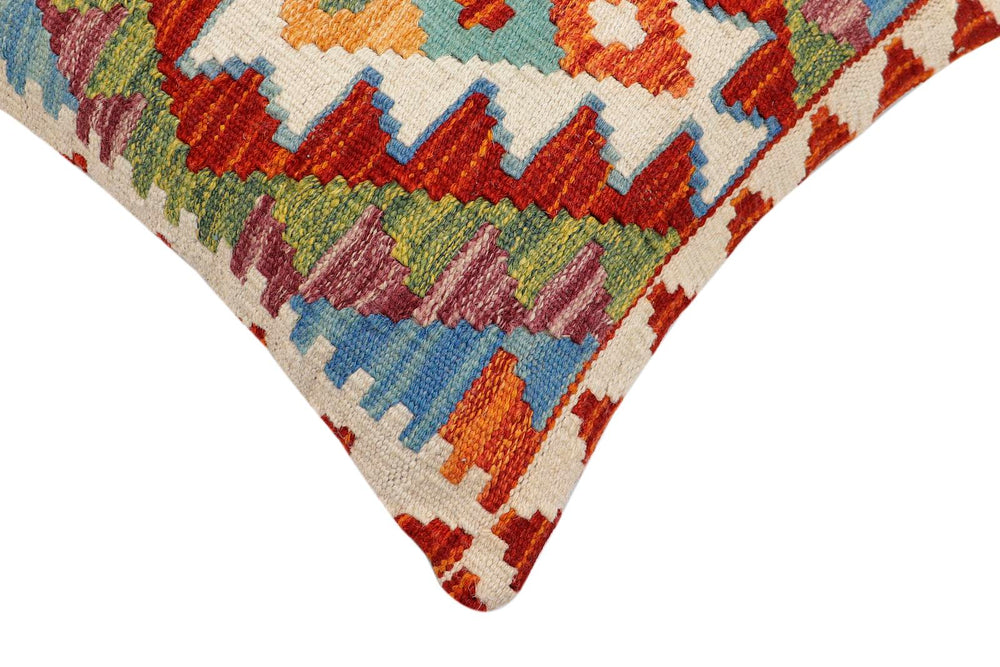 handmade Traditional Pillow Rust Blue Hand-Woven SQUARE 100% WOOL Hand woven turkish pillow2 x 2