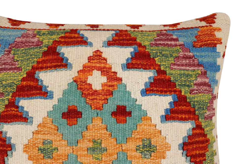 handmade Traditional Pillow Rust Blue Hand-Woven SQUARE 100% WOOL Hand woven turkish pillow2 x 2