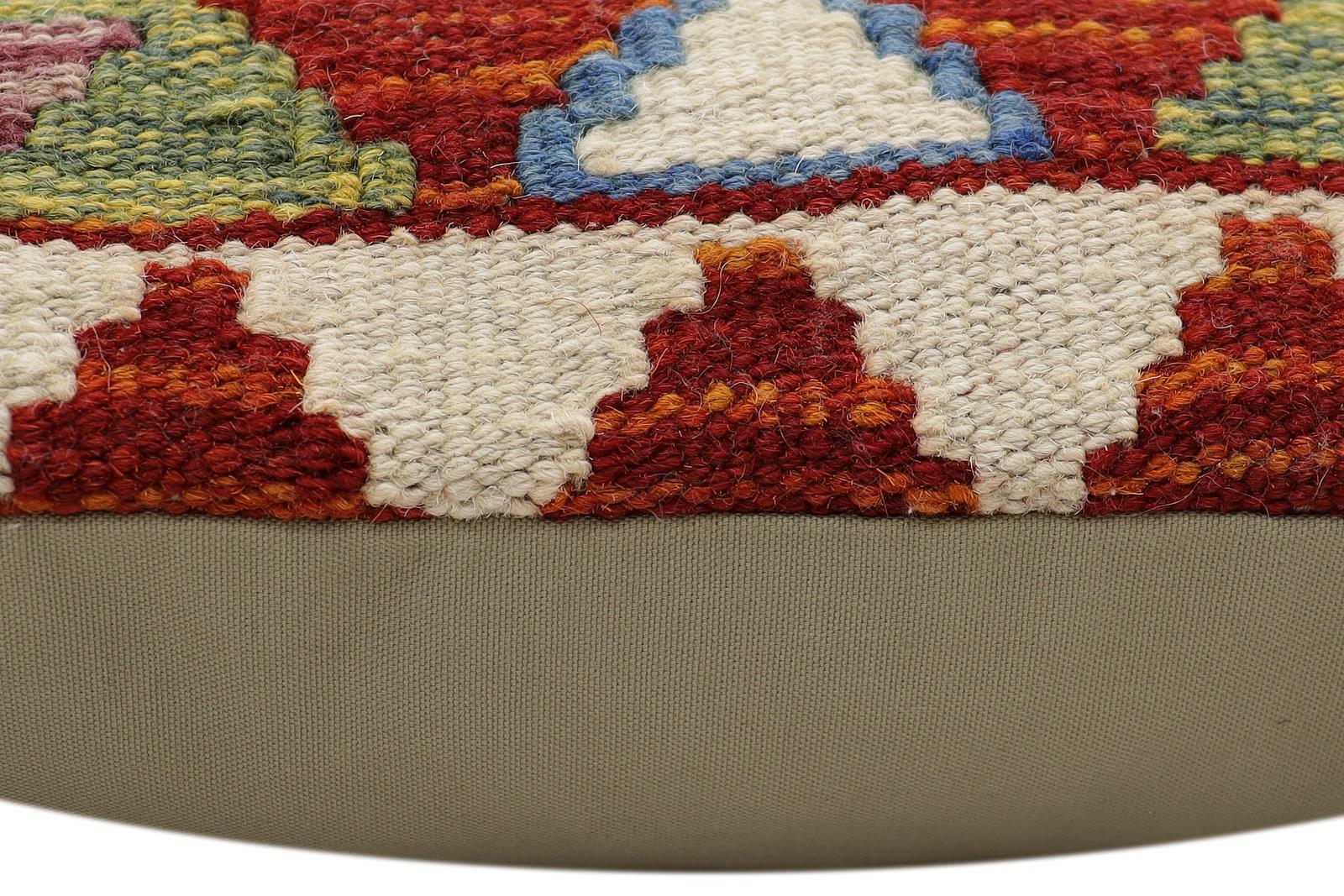 handmade Traditional Pillow Rust Blue Hand-Woven SQUARE 100% WOOL Hand woven turkish pillow2 x 2
