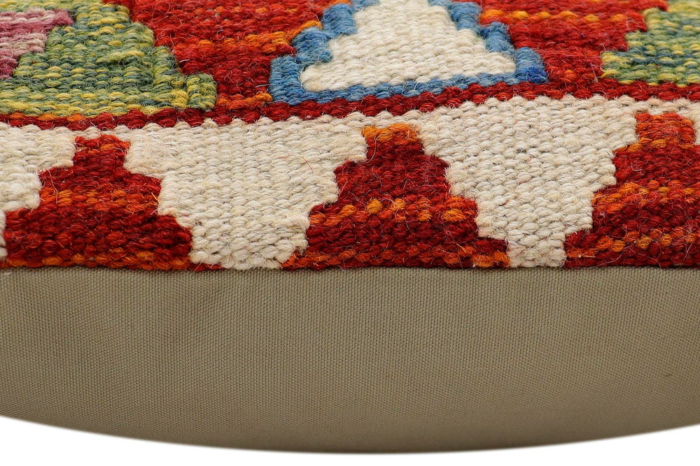 handmade Traditional Pillow Rust Blue Hand-Woven SQUARE 100% WOOL Hand woven turkish pillow2 x 2